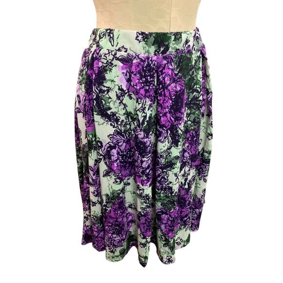 Small LulaRoe Madison Skirt Flare Pockets Green Purple - Picture 1 of 8
